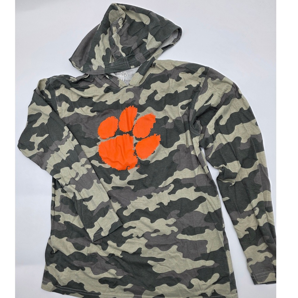 Wes and Willy Hoodie Kids‎ XL 18/20 Camo Clemson Tigers Paw Print Tee